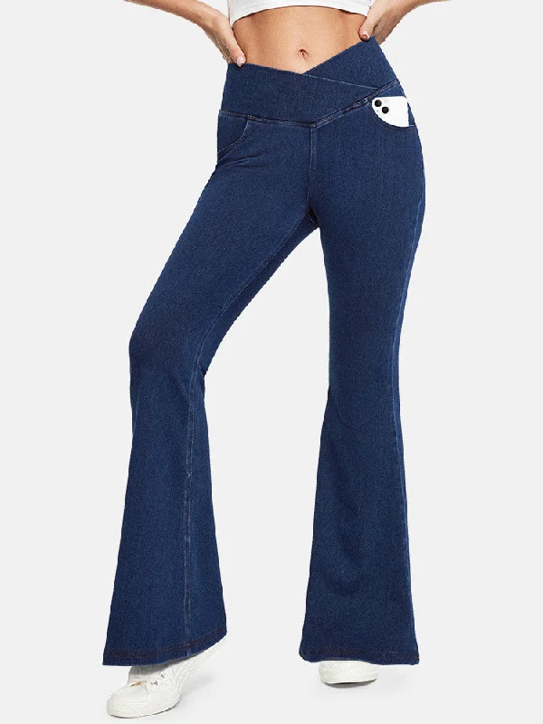 Exclusive Savings Just launchedIUGA High Waist Crossover Flare Jeans for Women With Pockets