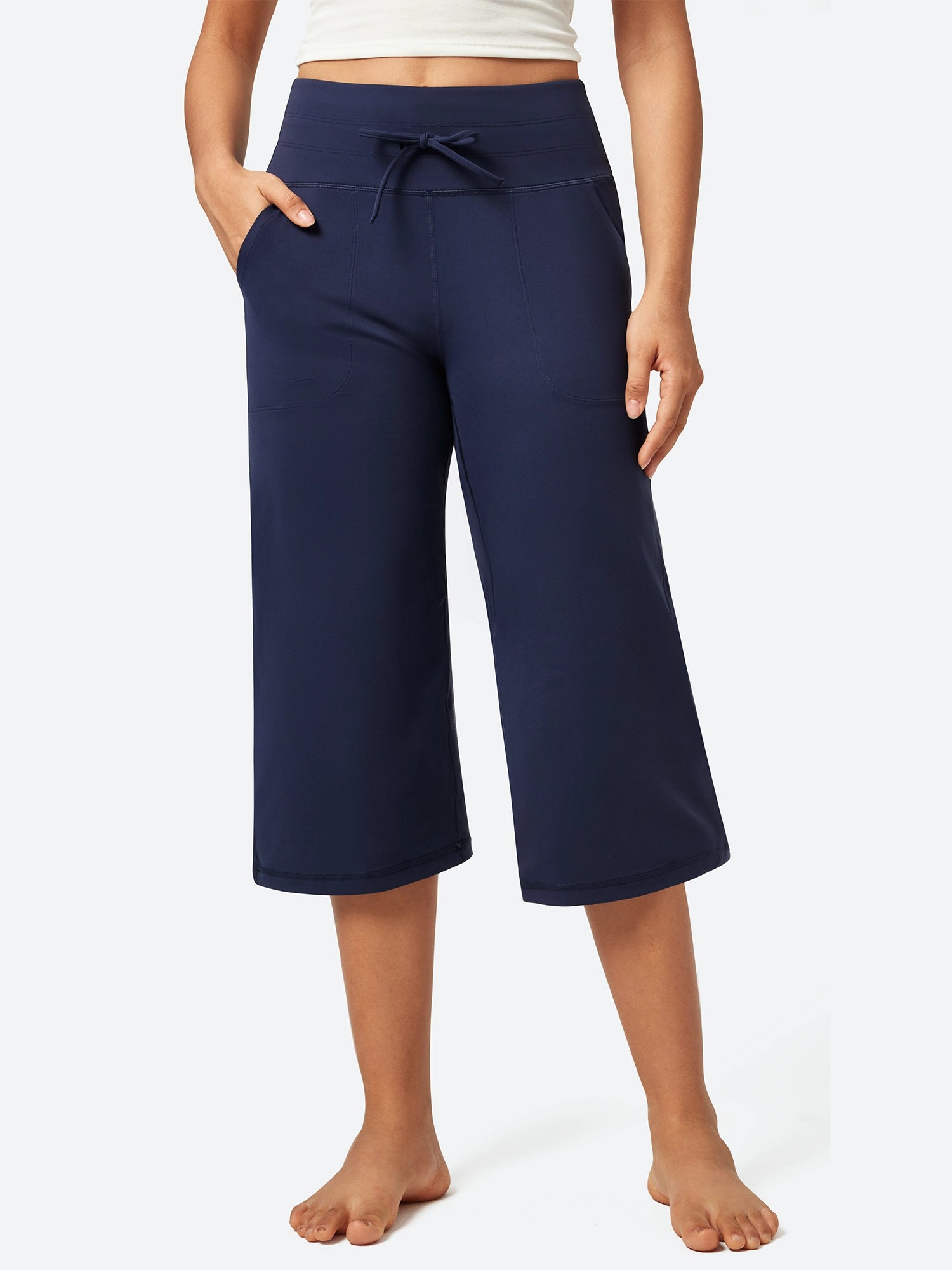 IUGA High Waist Wide Leg Capris With Pockets