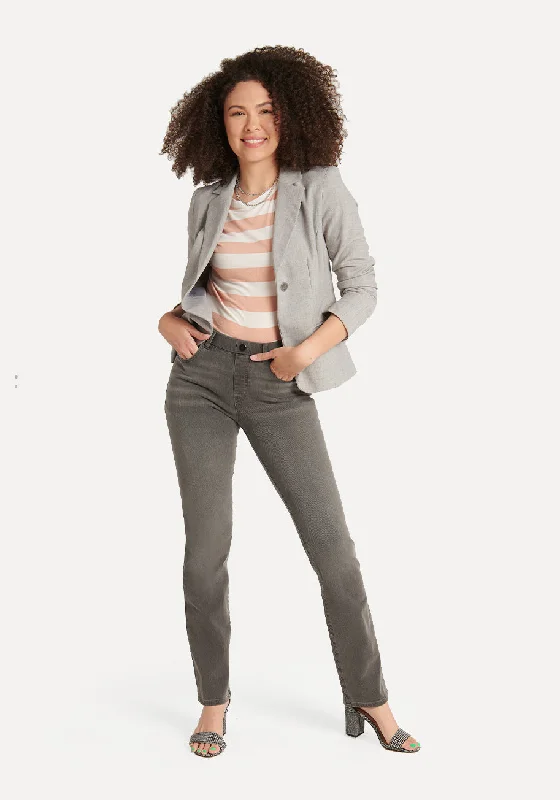 Straight-Leg | 4-Pocket Betabrand Yoga Denim (Rinsed Gray)