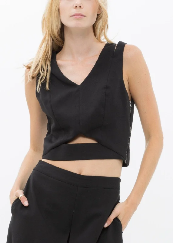 V-Neck Sleeveless Cropped Top