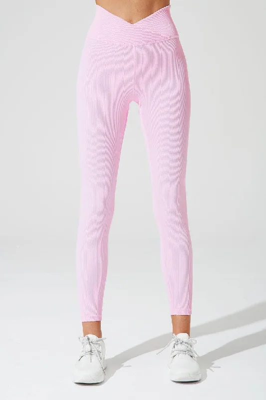 V Waist Ribbed Legging - Gilly Pink