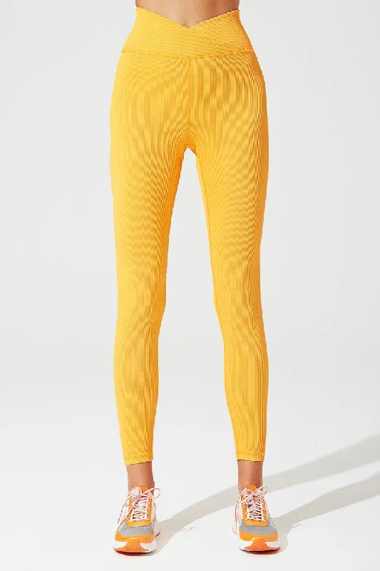 V Waist Ribbed Legging - Vivid Saffron