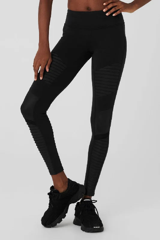 7/8 High-Waist Moto Legging - Black