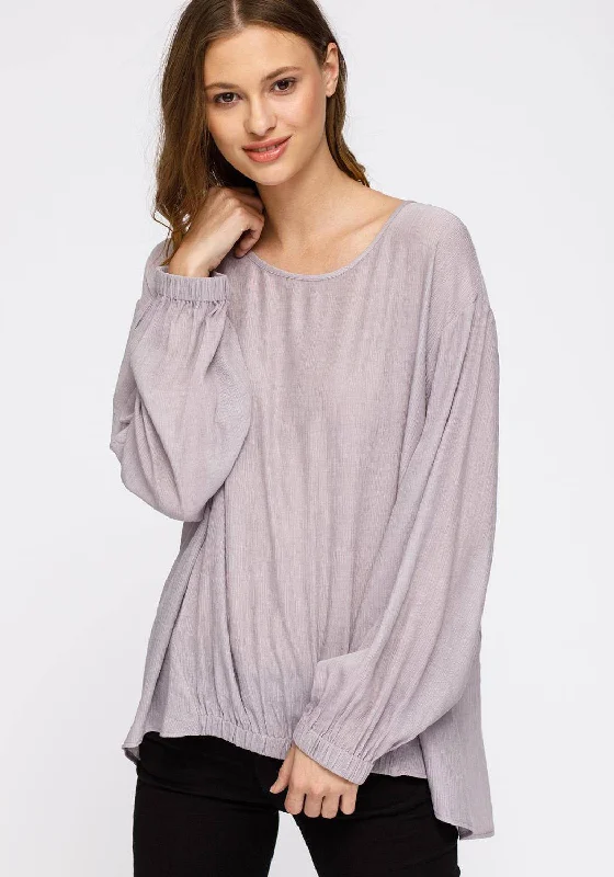 Women's Hi-lo Elastic Banded Hem Top in Lavander